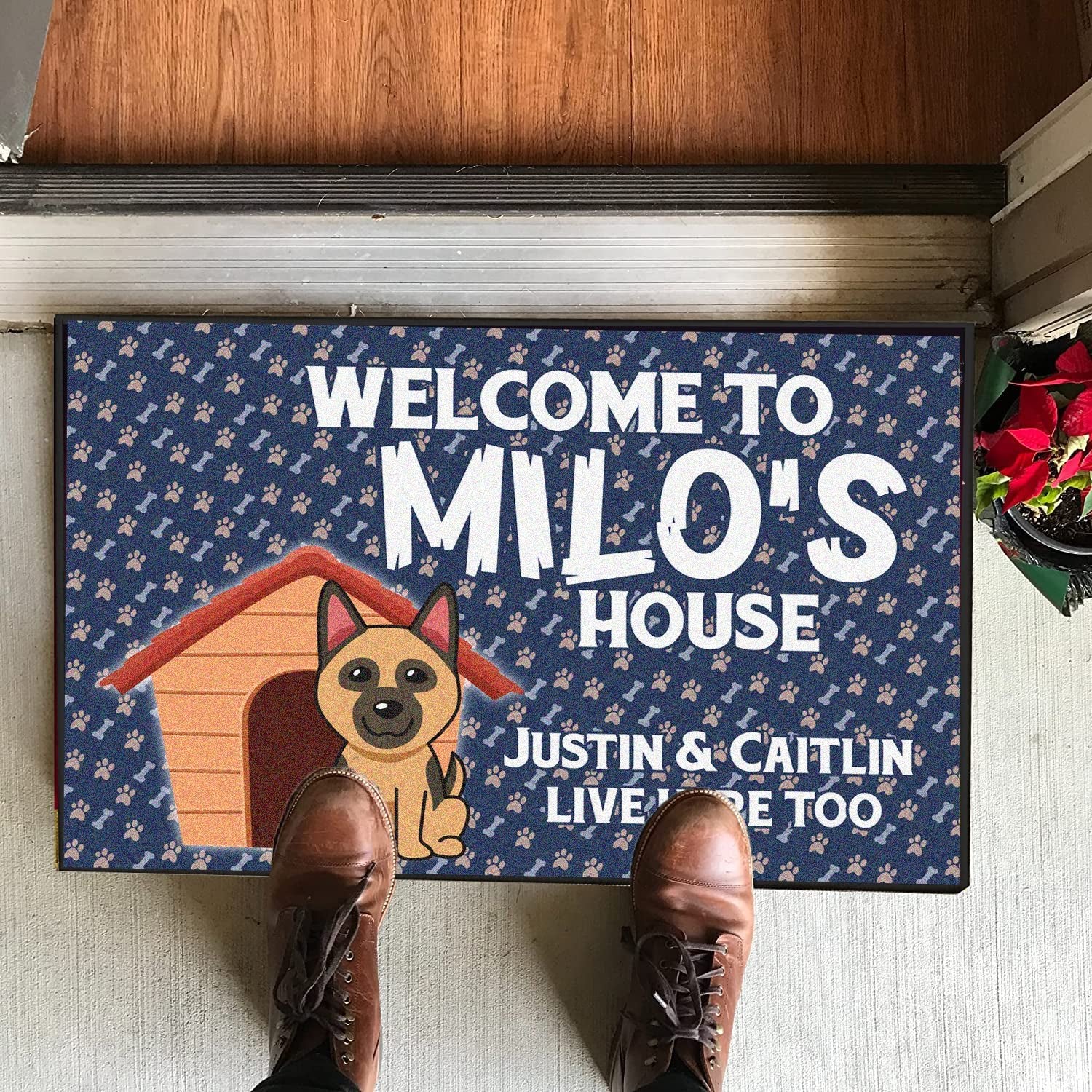 Welcome Dog House Personalized Doormat