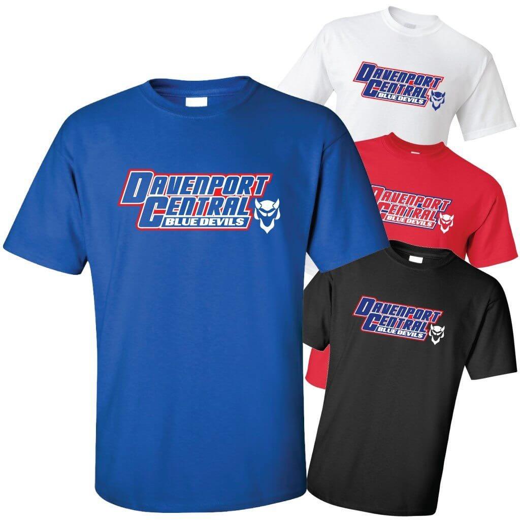 Davenport Central Blue Devils 1 Sided T Shirt