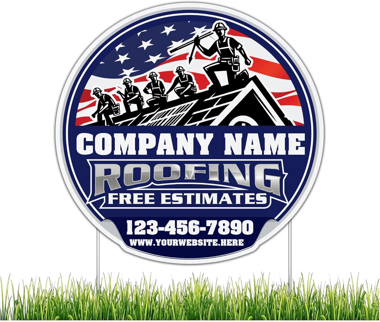 10 - Pack Custom Roofing Company Yard Signs 18.5x19 Inches, Two - Sided Print | 20 24 - Inch Stakes Included