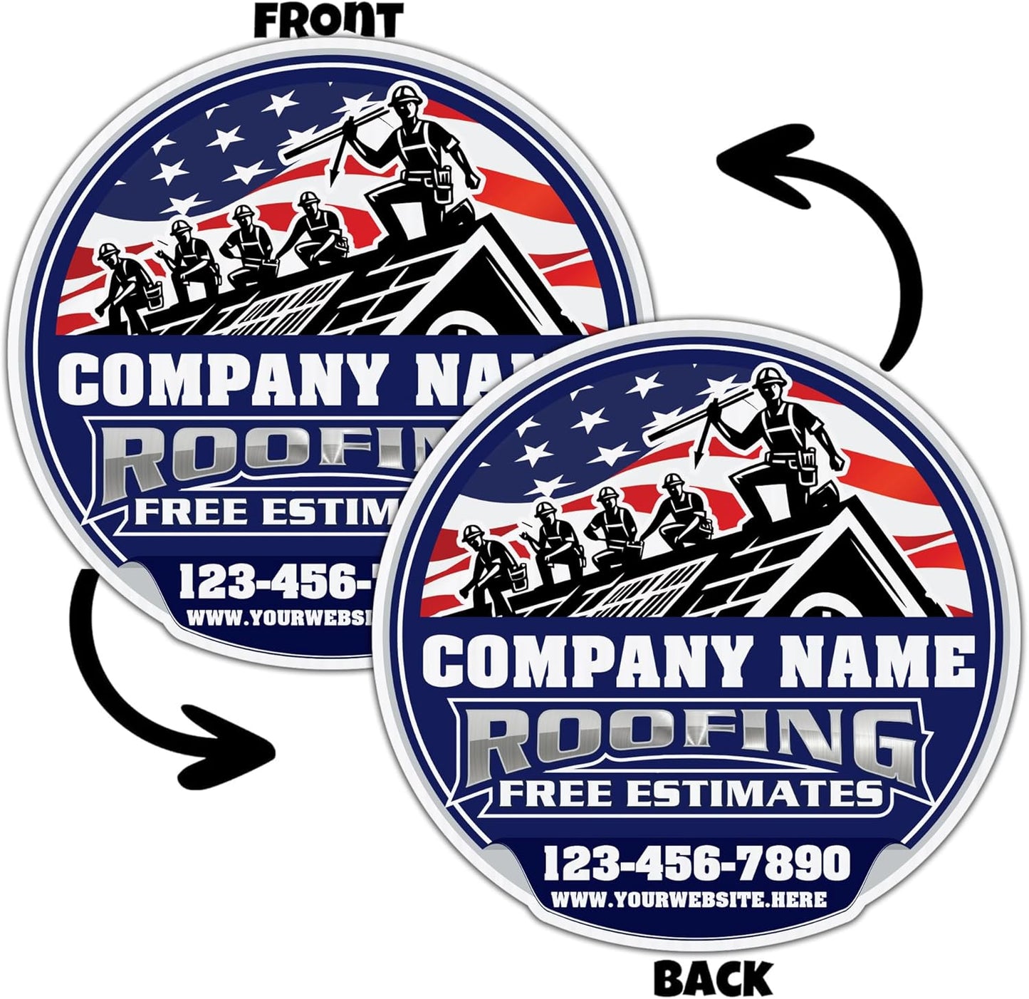 10 - Pack Custom Roofing Company Yard Signs 18.5x19 Inches, Two - Sided Print | 20 24 - Inch Stakes Included