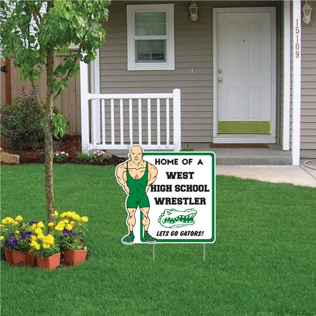 22x22" Wrestler with Rectangle Shaped Yard Sign