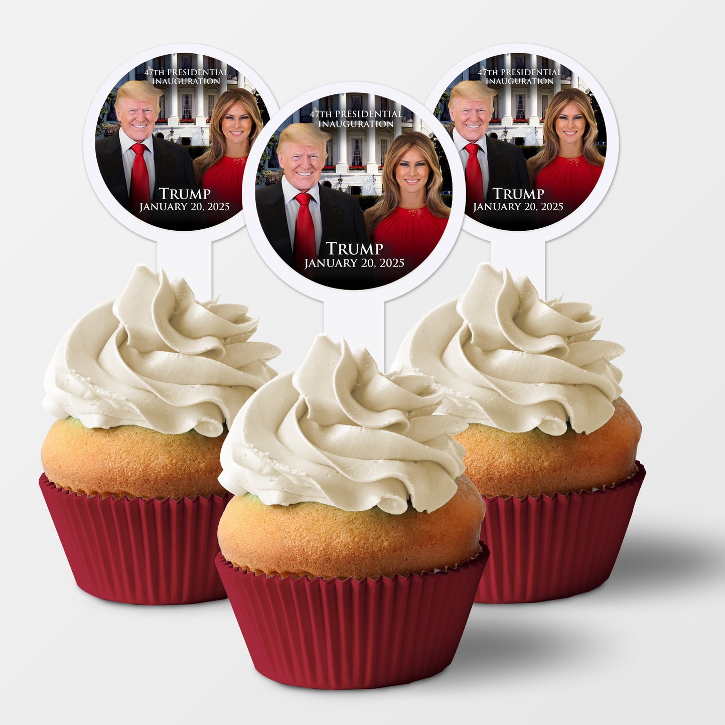 Trump January 20, 2025, 47th Presidential Inauguration Cupcake Toppers – Perfect for Inauguration Viewing Parties