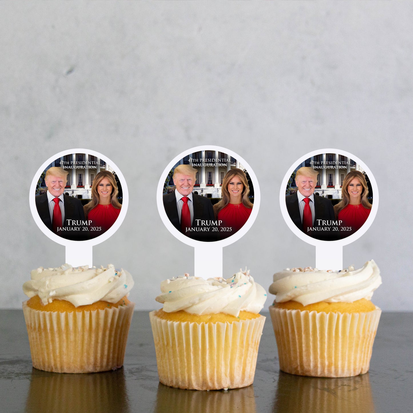 Trump January 20, 2025, 47th Presidential Inauguration Cupcake Toppers – Perfect for Inauguration Viewing Parties