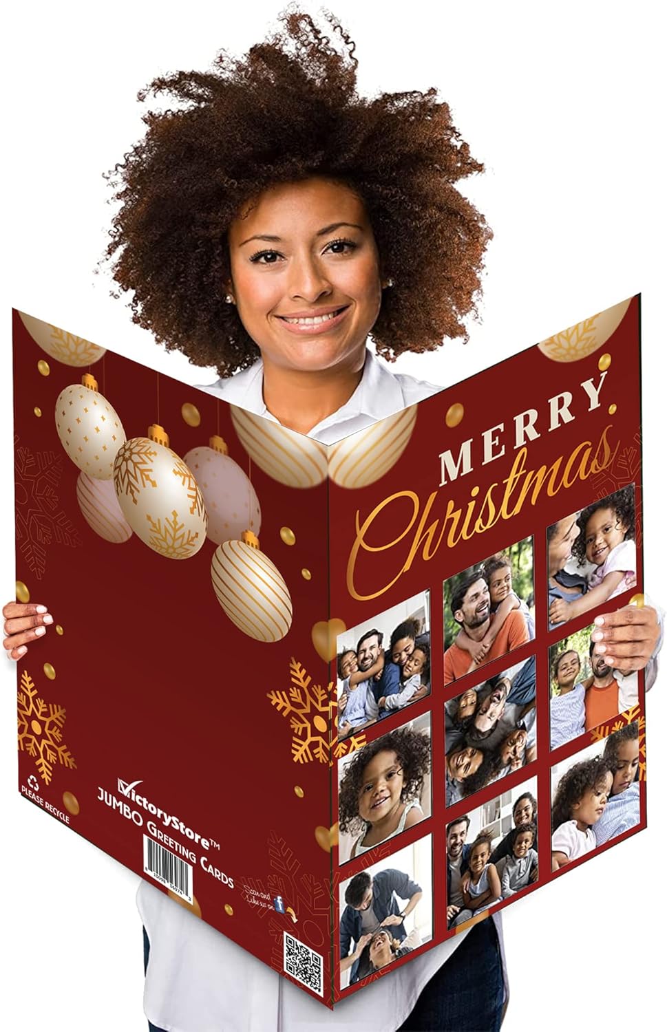 3' Custom Merry Christmas 9 Photo Greeting Card