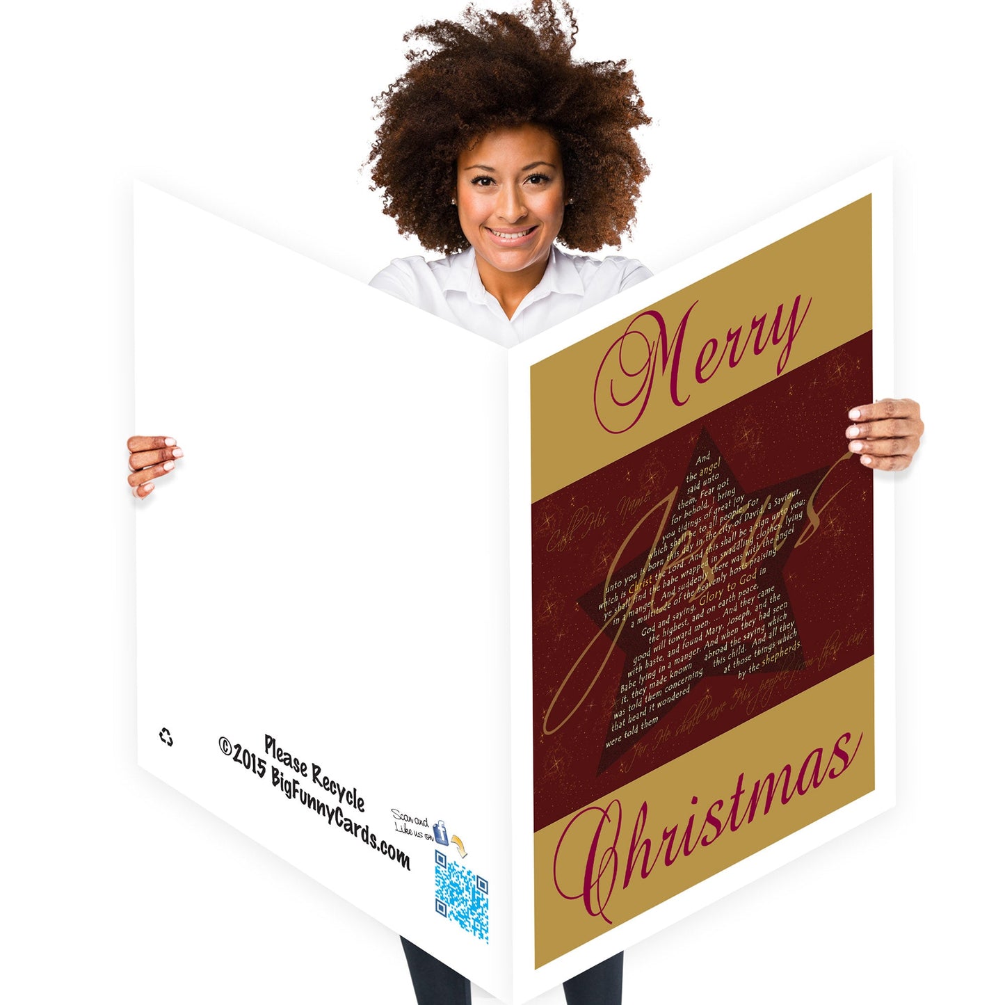 4' Custom Giant Red & Gold Christmas Greeting Card