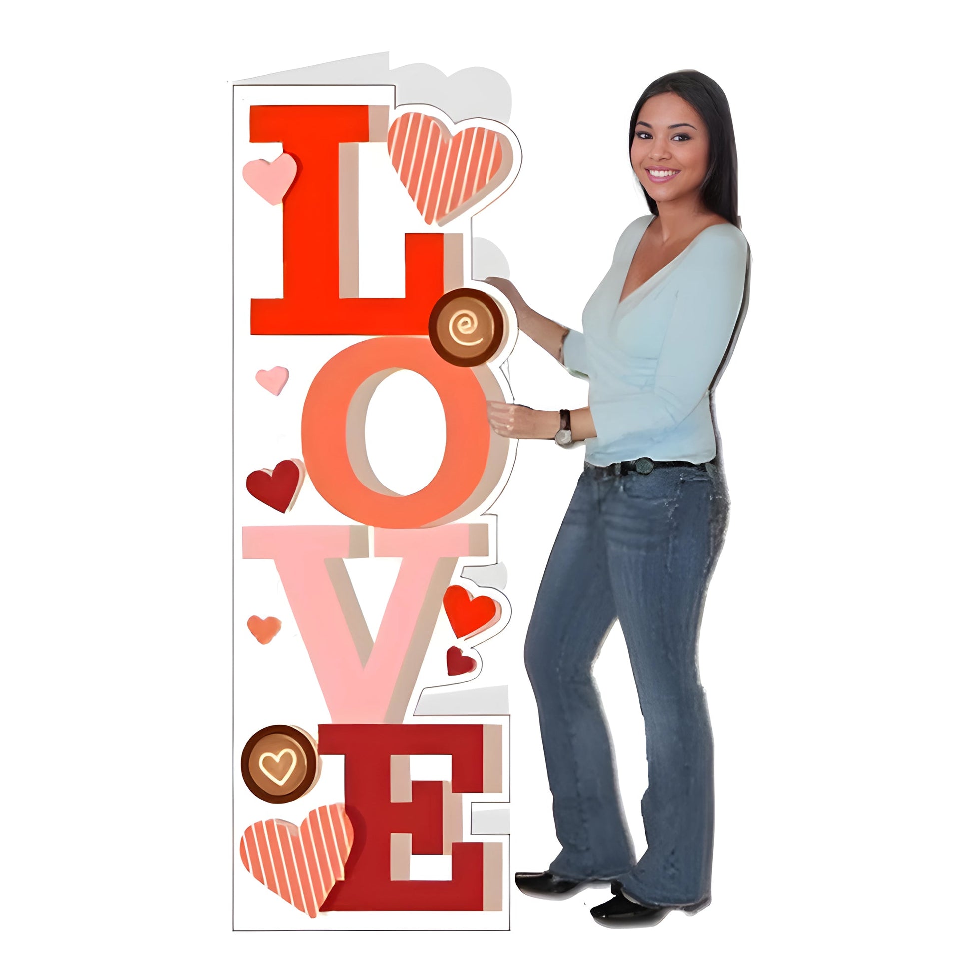 5'8" Giant Life - Sized Valentine's Day Greeting Card with Envelope – Durable Corrugated Plastic