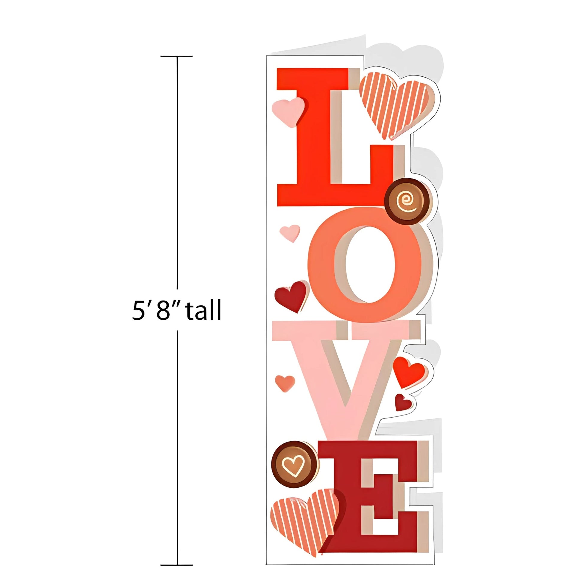 5'8" Giant Life - Sized Valentine's Day Greeting Card with Envelope – Durable Corrugated Plastic