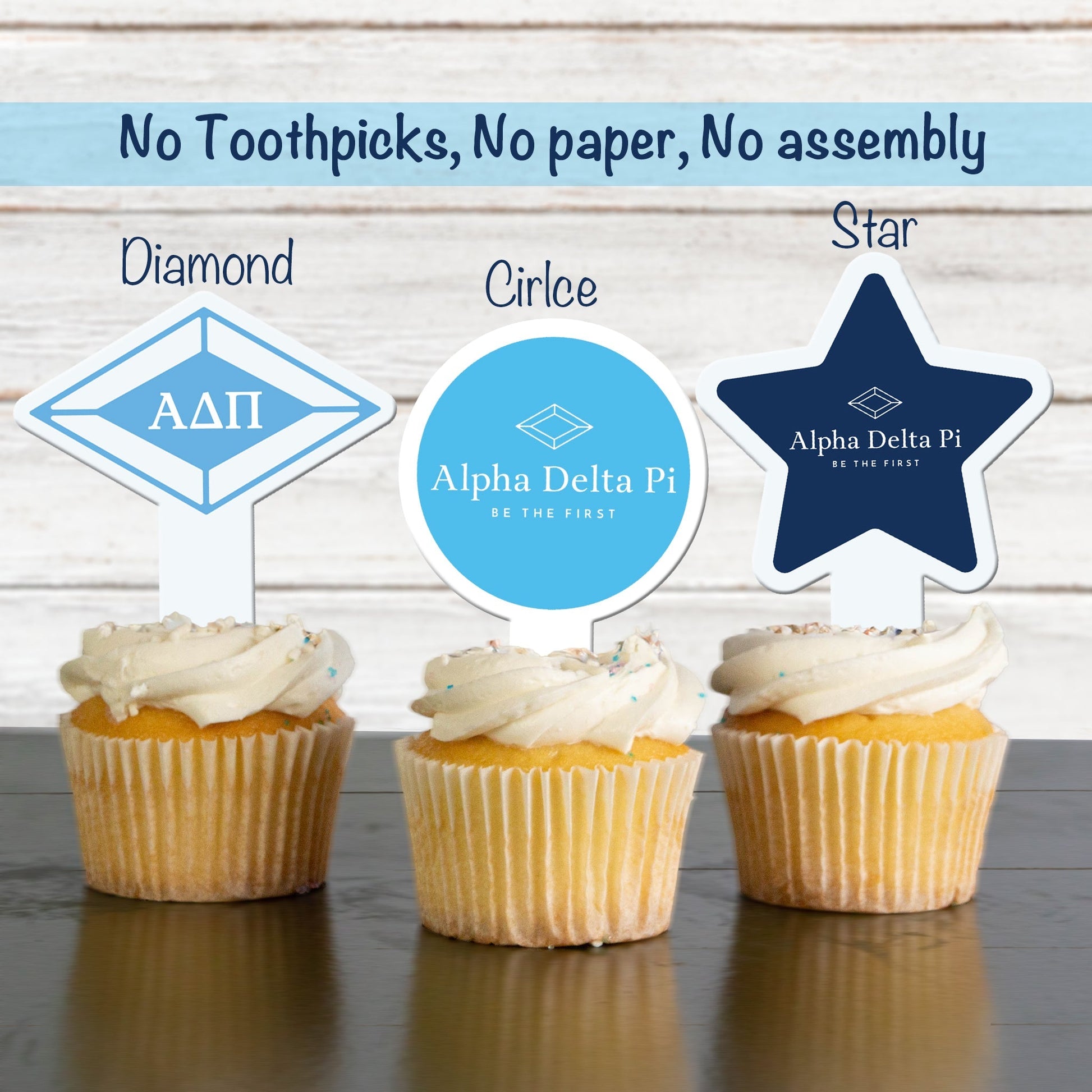 Alpha Delta Pi Cupcake Toppers