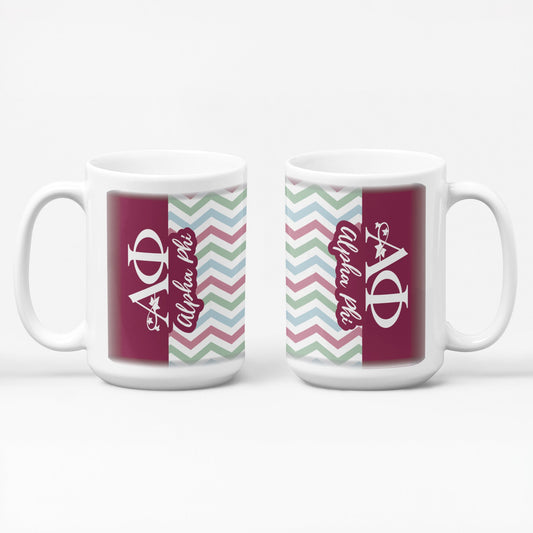 Alpha Phi Coffee Mug, 15oz Chevron