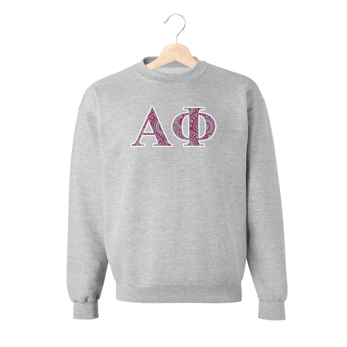 Alpha Phi Greek Letter Sport Gray Crewneck Sweatshirt