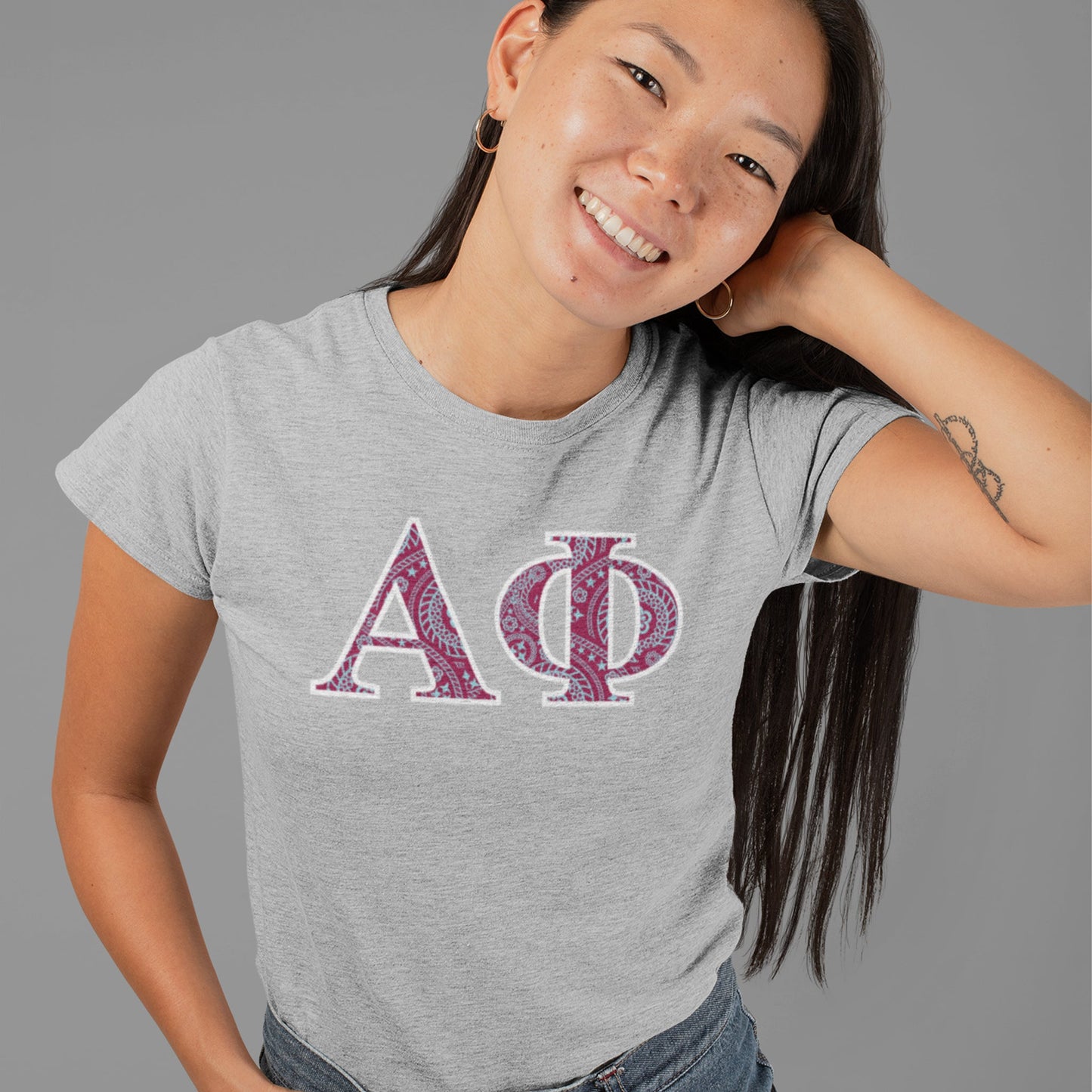 Alpha Phi Paisley Greek Letters T - Shirt