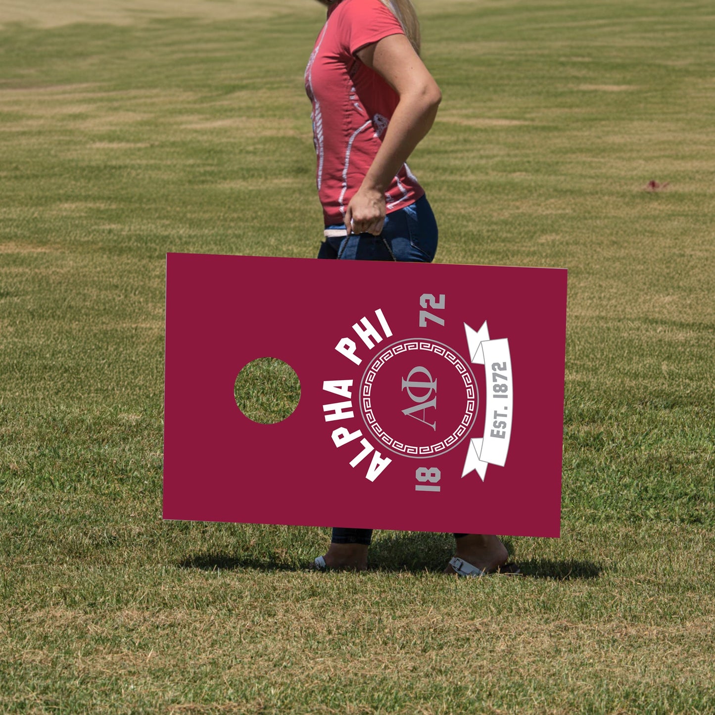 Alpha Phi Rose Cornhole Yard Game