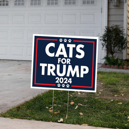 Cats for Trump 2024 Yard Sign, 18x24 in, Double Sided - Includes 2 Stakes (Copy)