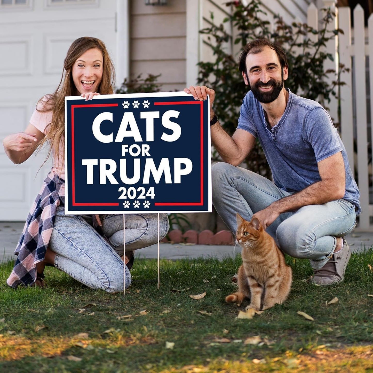 Cats for Trump 2024 Yard Sign, 18x24 in, Double Sided - Includes 2 Stakes (Copy)