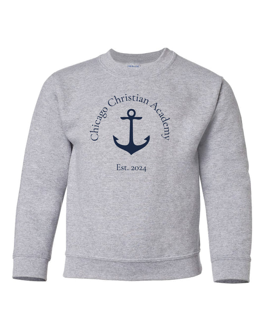 Chicago Christian Academy - Comfort Colors YOUTH Gray Sweatshirt