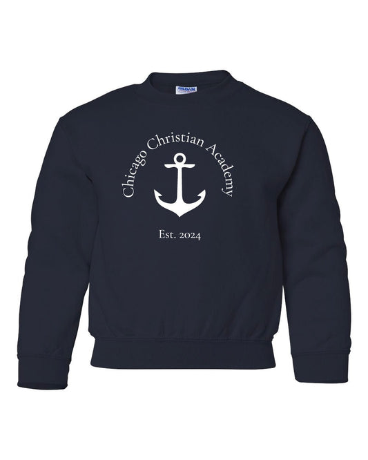 Chicago Christian Academy - Comfort Colors YOUTH Navy Sweatshirt