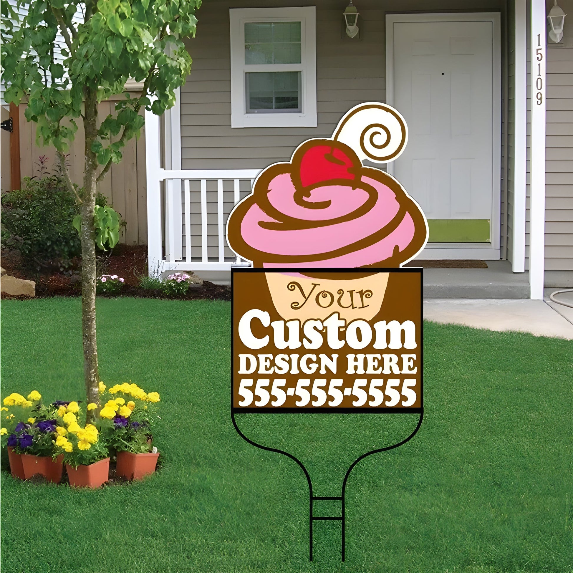 Cupcake Shaped Over - the - top Yard Sign | Includes F11 Frame