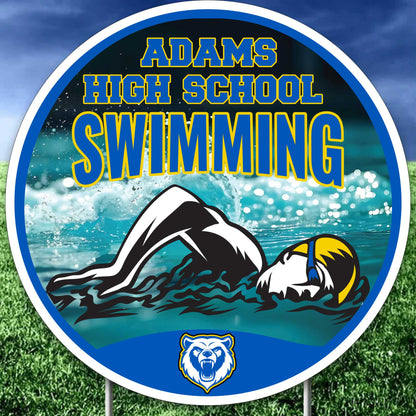 Custom 22" Swim Team Round Yard Signs