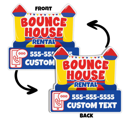 Custom Bounce House Rentals Yard Signs | 10 - Pack | 20 EZ Stakes Included