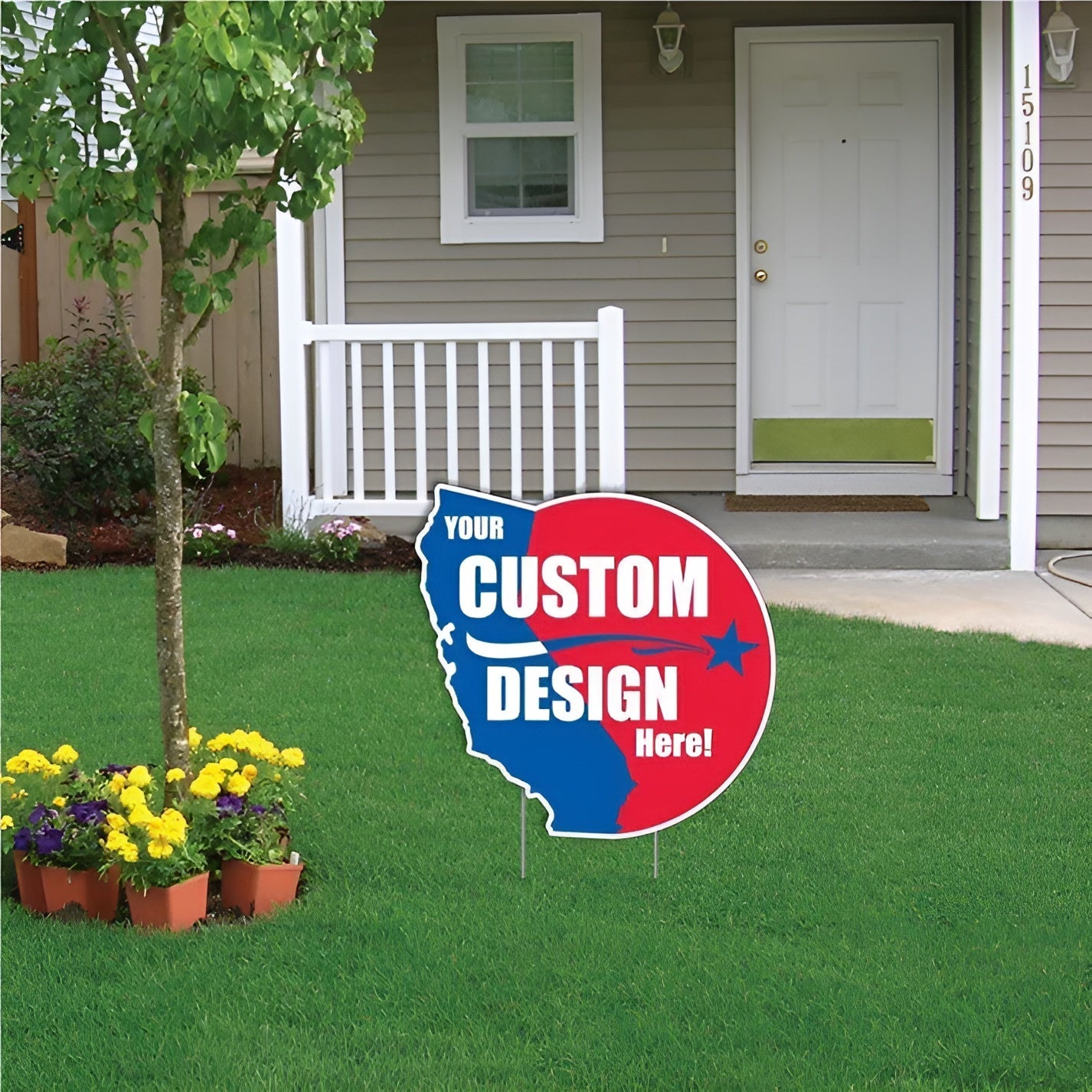 Custom - California - State Shaped Yard Signs