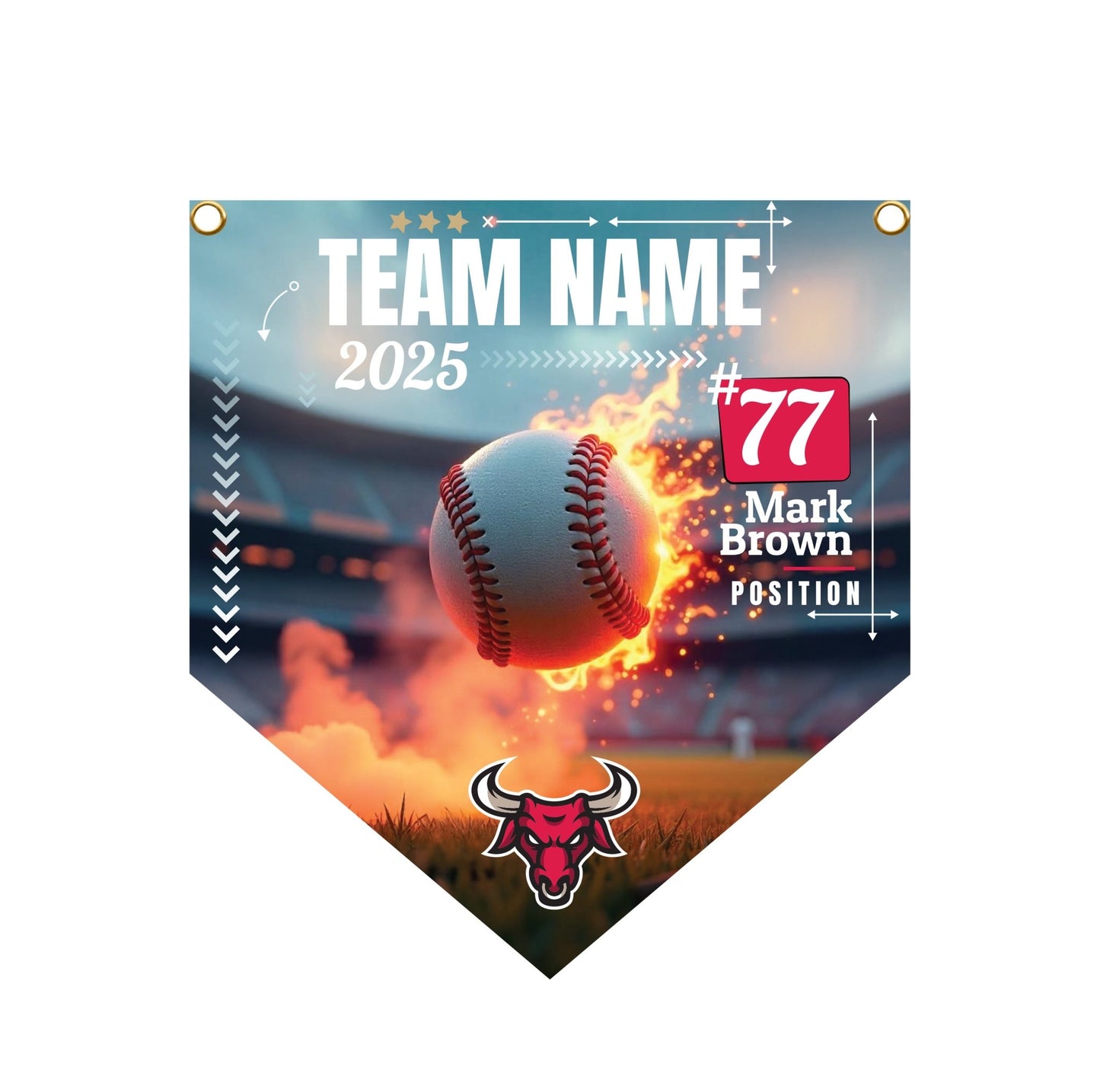 Custom Homeplate Baseball Pennant Banner – 24x26 Inch Personalized Player & Team Sign