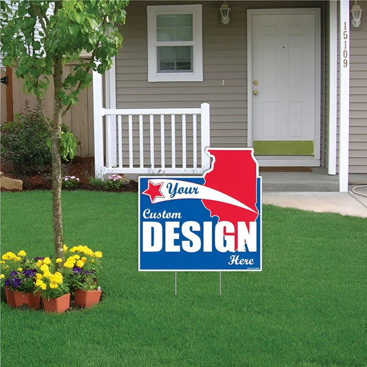 Custom - Illinois - State Shaped Yard Signs