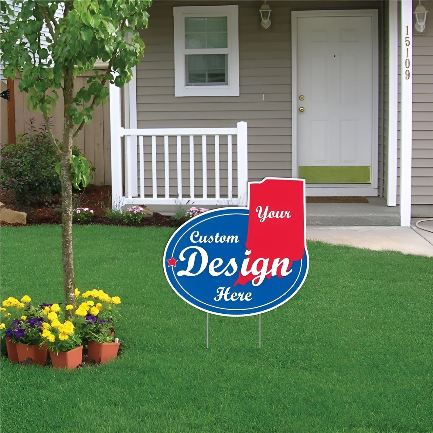 Custom - Indiana - State Shaped Yard Signs