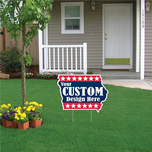 Custom - Iowa - State Shaped Yard Signs