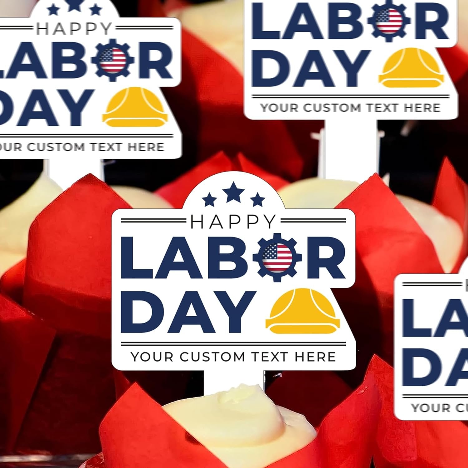 Custom Labor Day Cupcake Toppers