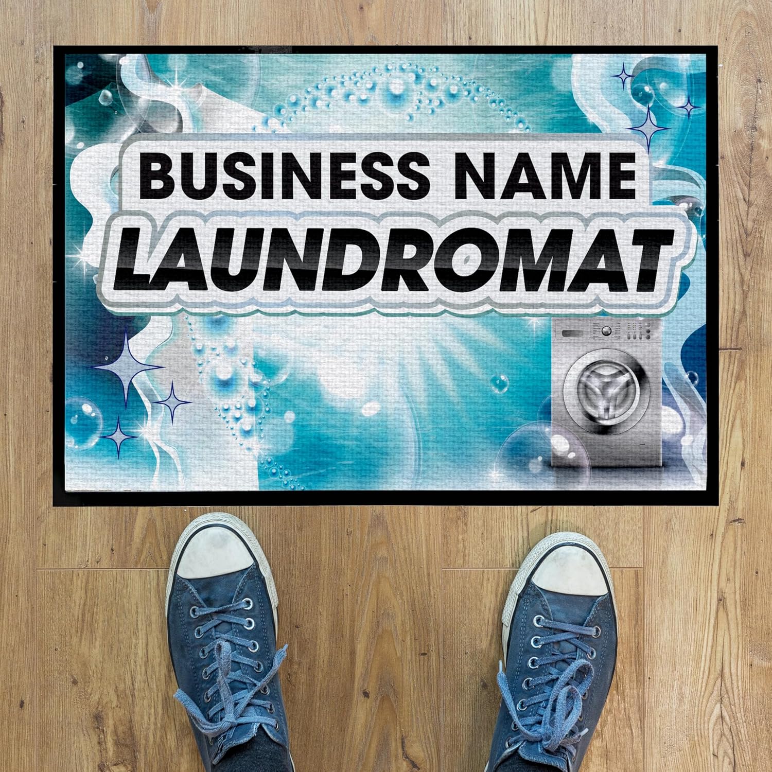 Custom Laundromat Doormat 24x36 Inches | Tufted Loop | Rubber Backing