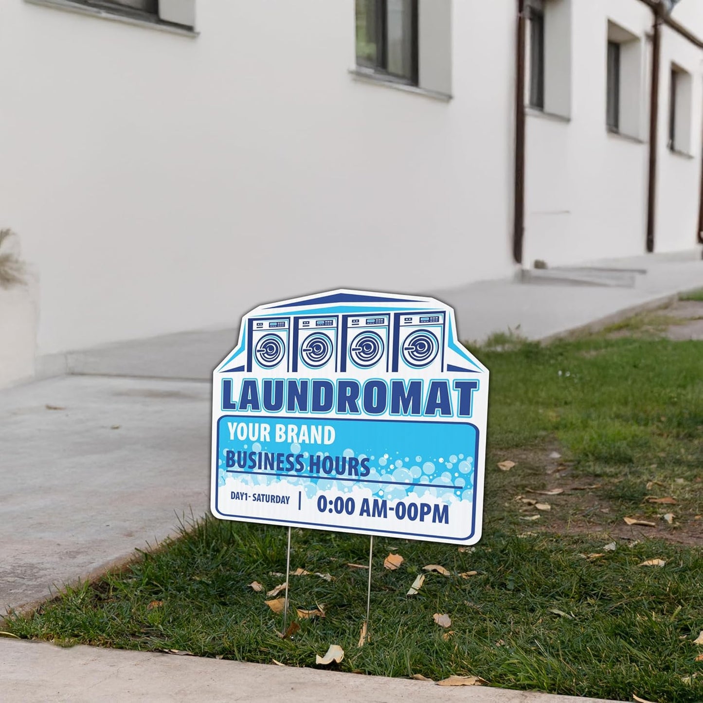 Custom Laundromat Yard Signs | 10 - Pack | 20 EZ Stakes Included | 21x17 Inches