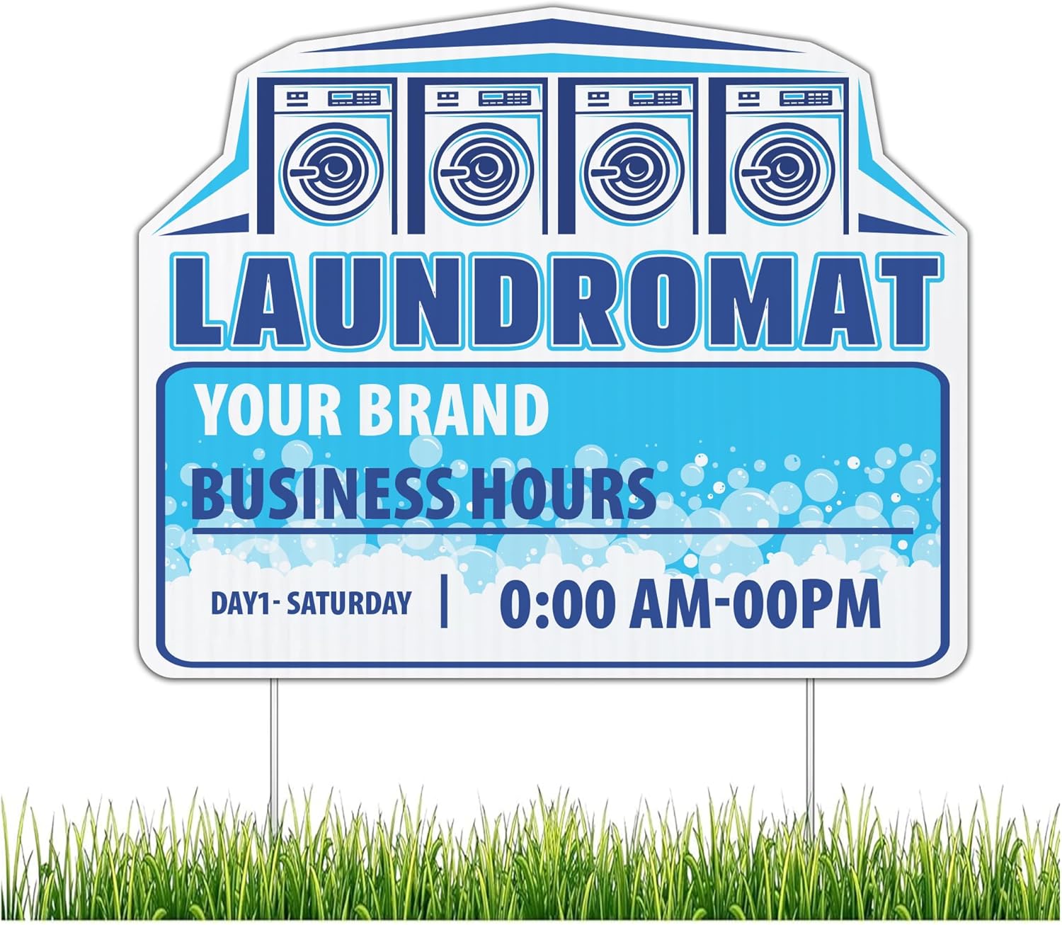 Custom Laundromat Yard Signs | 10 - Pack | 20 EZ Stakes Included | 21x17 Inches