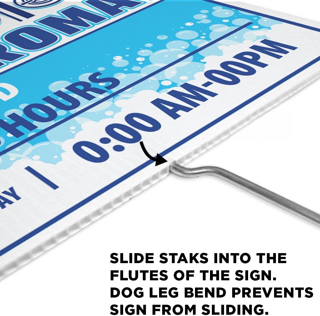 Custom Laundromat Yard Signs | 10 - Pack | 20 EZ Stakes Included | 21x17 Inches