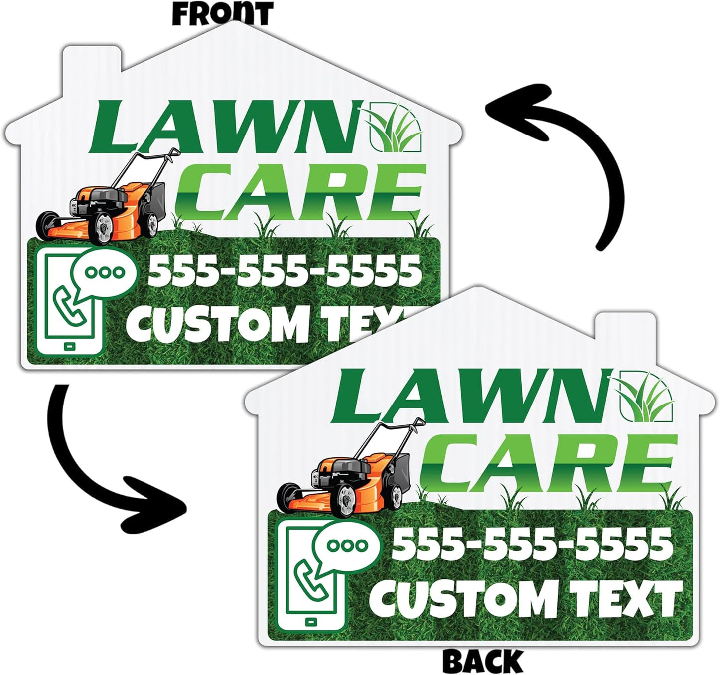 Custom Lawn Care Yard Signs | 10 - Pack | 20 EZ Stakes Included