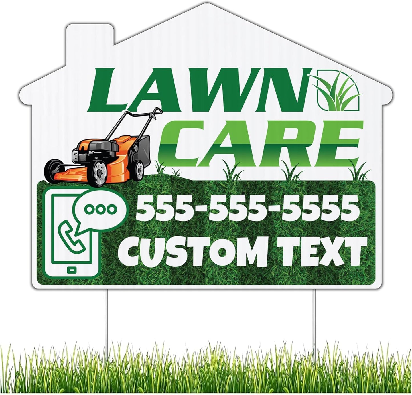 Custom Lawn Care Yard Signs | 10 - Pack | 20 EZ Stakes Included