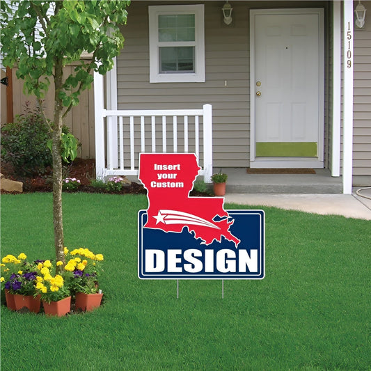 Custom - Louisiana - State Shaped Yard Signs