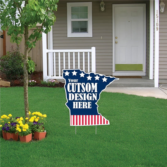 Custom - Minnesota - State Shaped Yard Sign