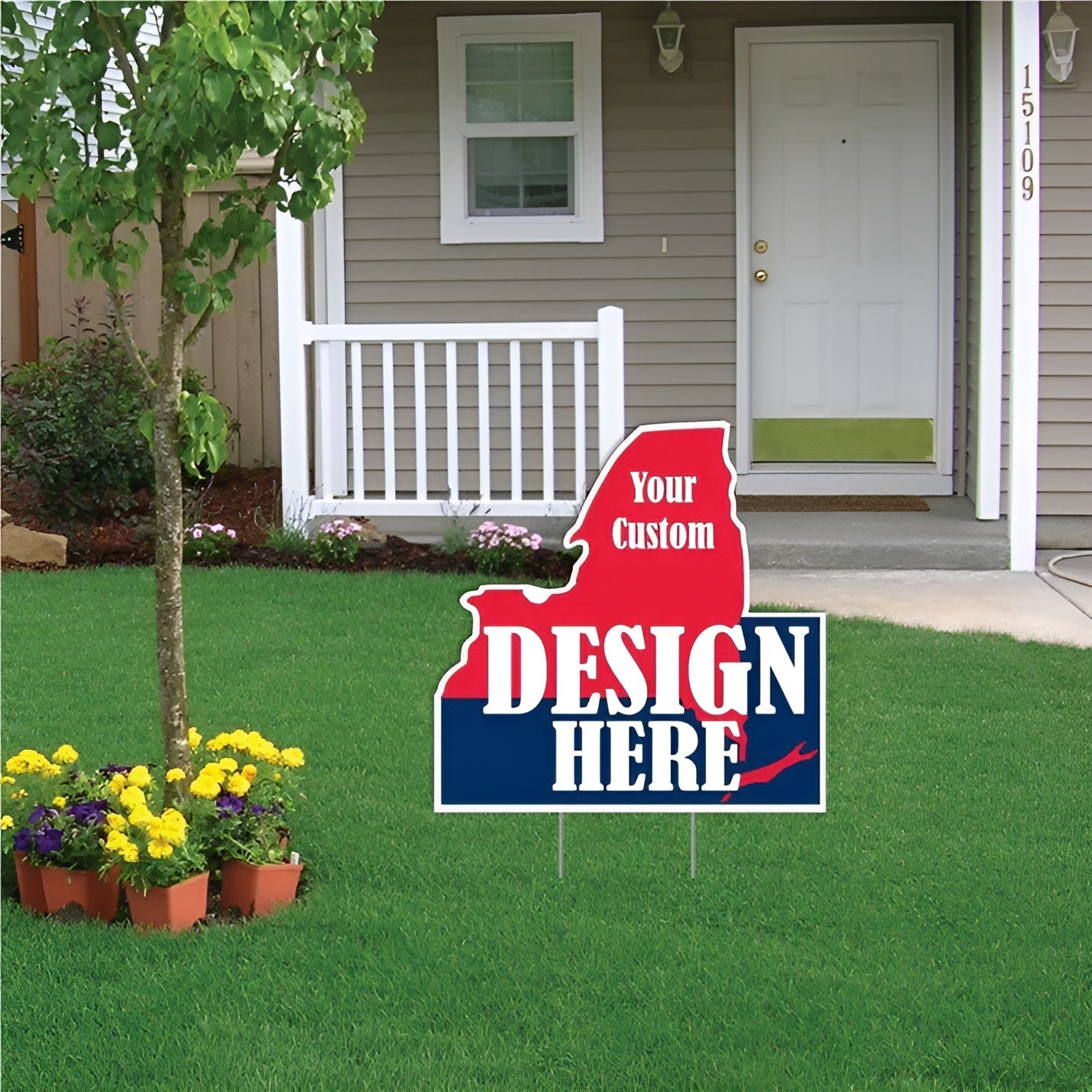 Custom - New York - State Shaped Yard Sign