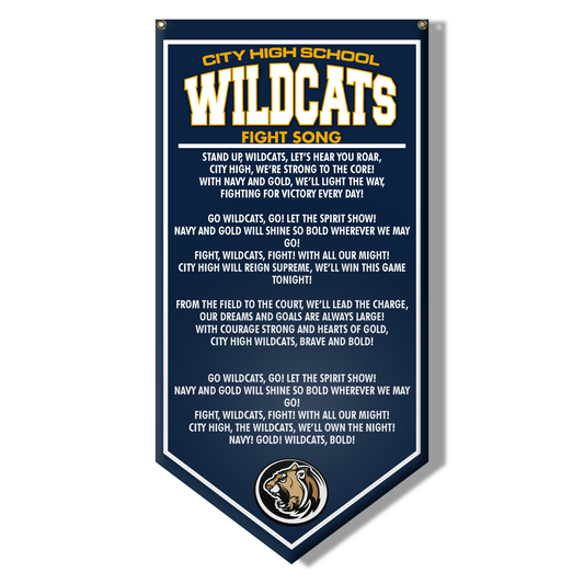 Custom School Fight Song Banners | Personalized Gym & Event Decor