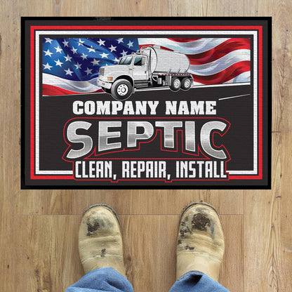 Custom Septic Service Doormat 24x36 Inches | Tufted Loop | Rubber Backing