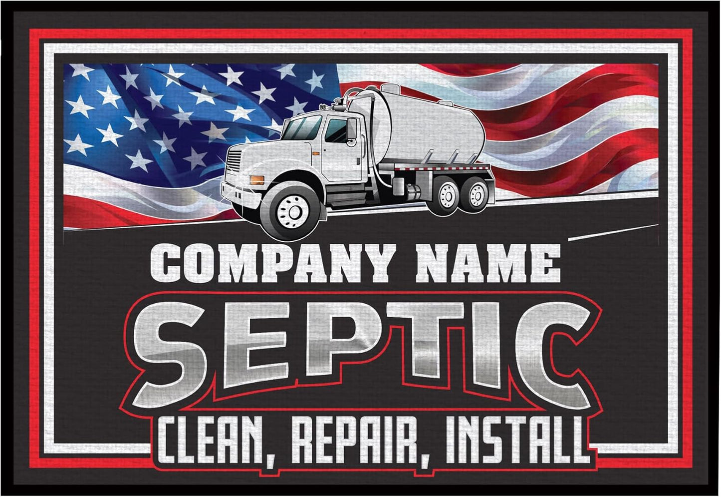 Custom Septic Service Doormat 24x36 Inches | Tufted Loop | Rubber Backing