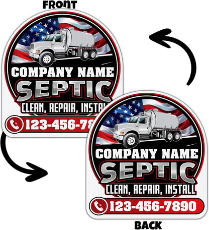 Custom Septic Yard Signs | 10 - Pack | 17.5x18.5 Inches | 20 EZ Stakes Included