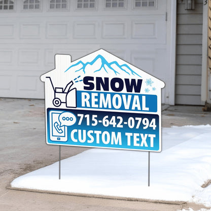 Custom Snow Removal Yard Signs | 10 - Pack | 20 EZ Stakes Included