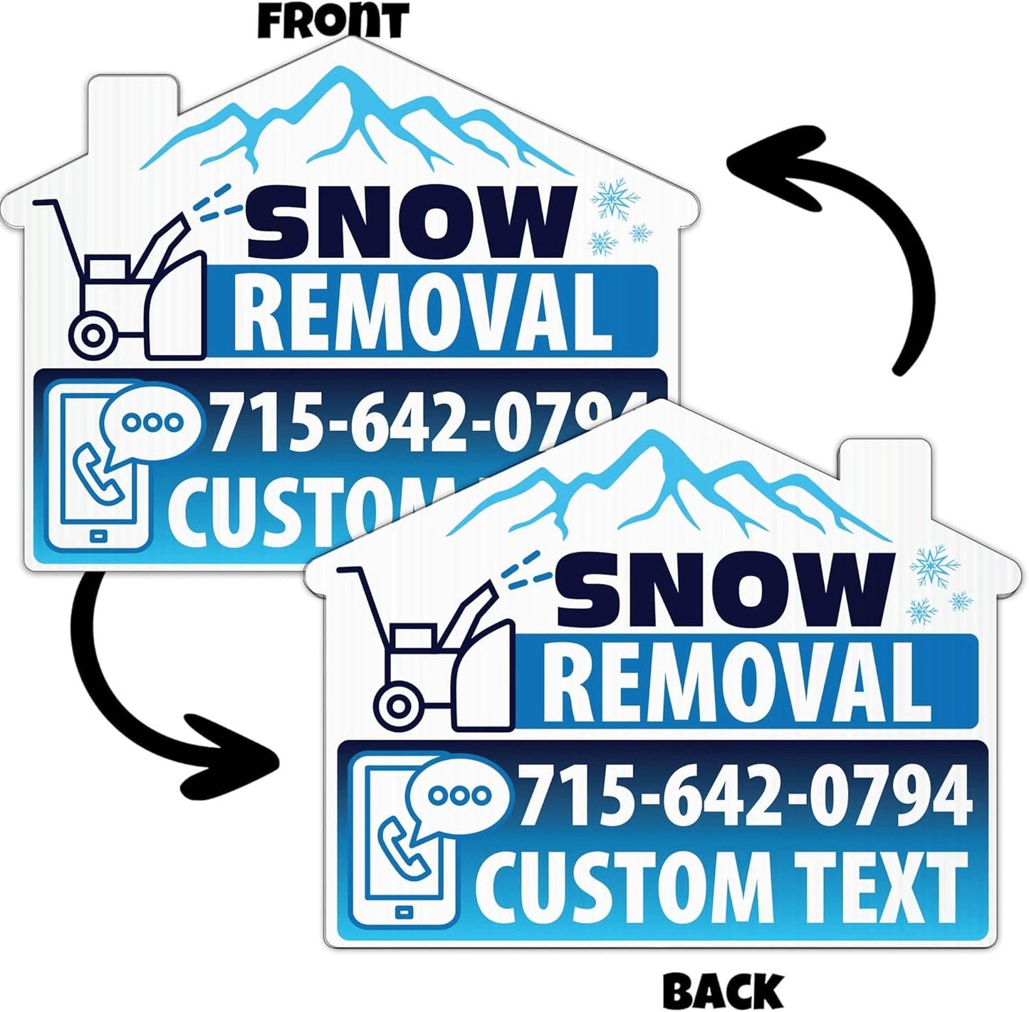 Custom Snow Removal Yard Signs | 10 - Pack | 20 EZ Stakes Included