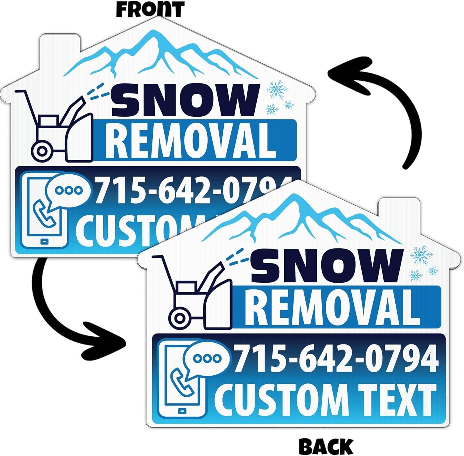 Custom Snow Removal Yard Signs | 10 - Pack | 20 EZ Stakes Included