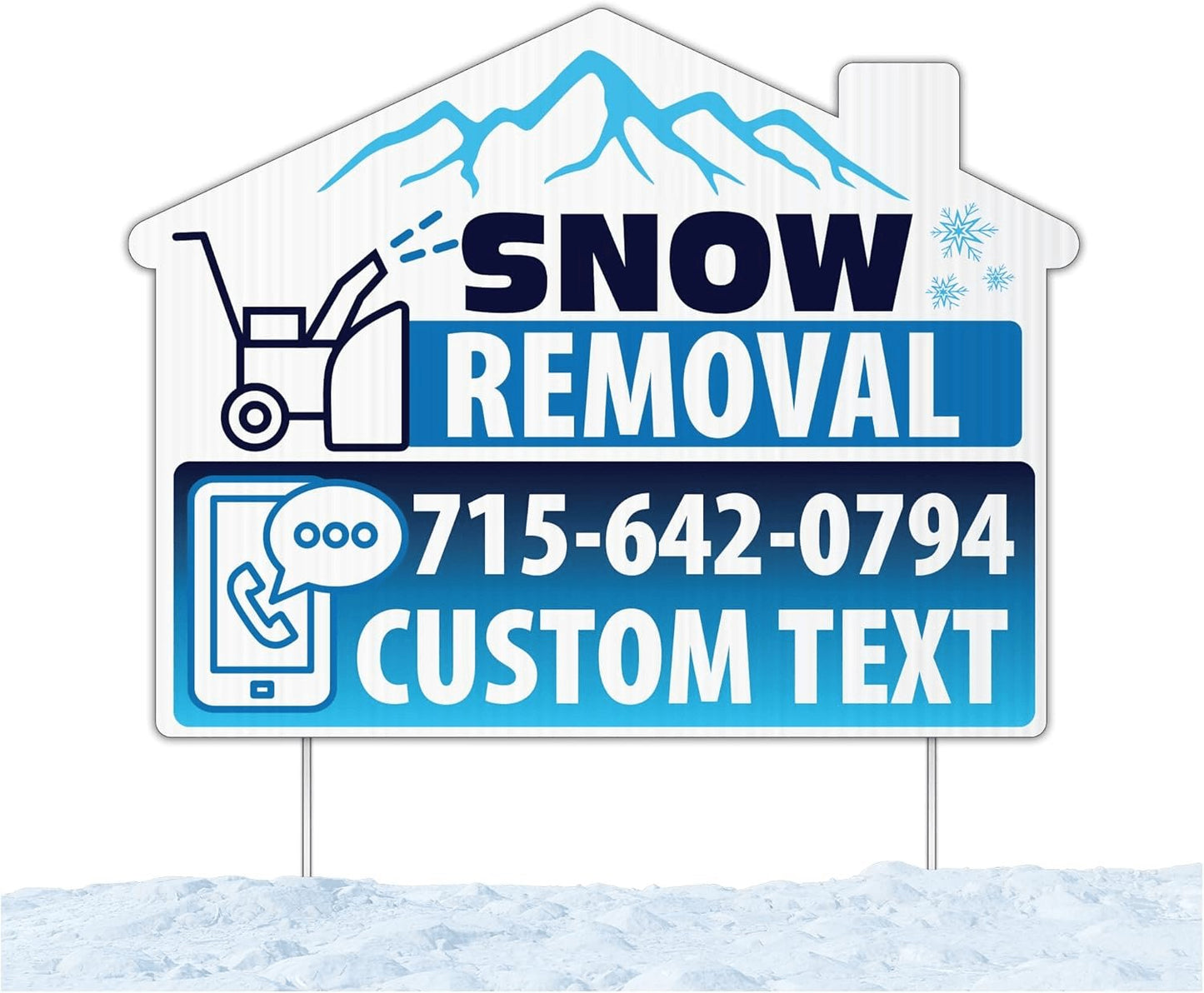 Custom Snow Removal Yard Signs | 10 - Pack | 20 EZ Stakes Included