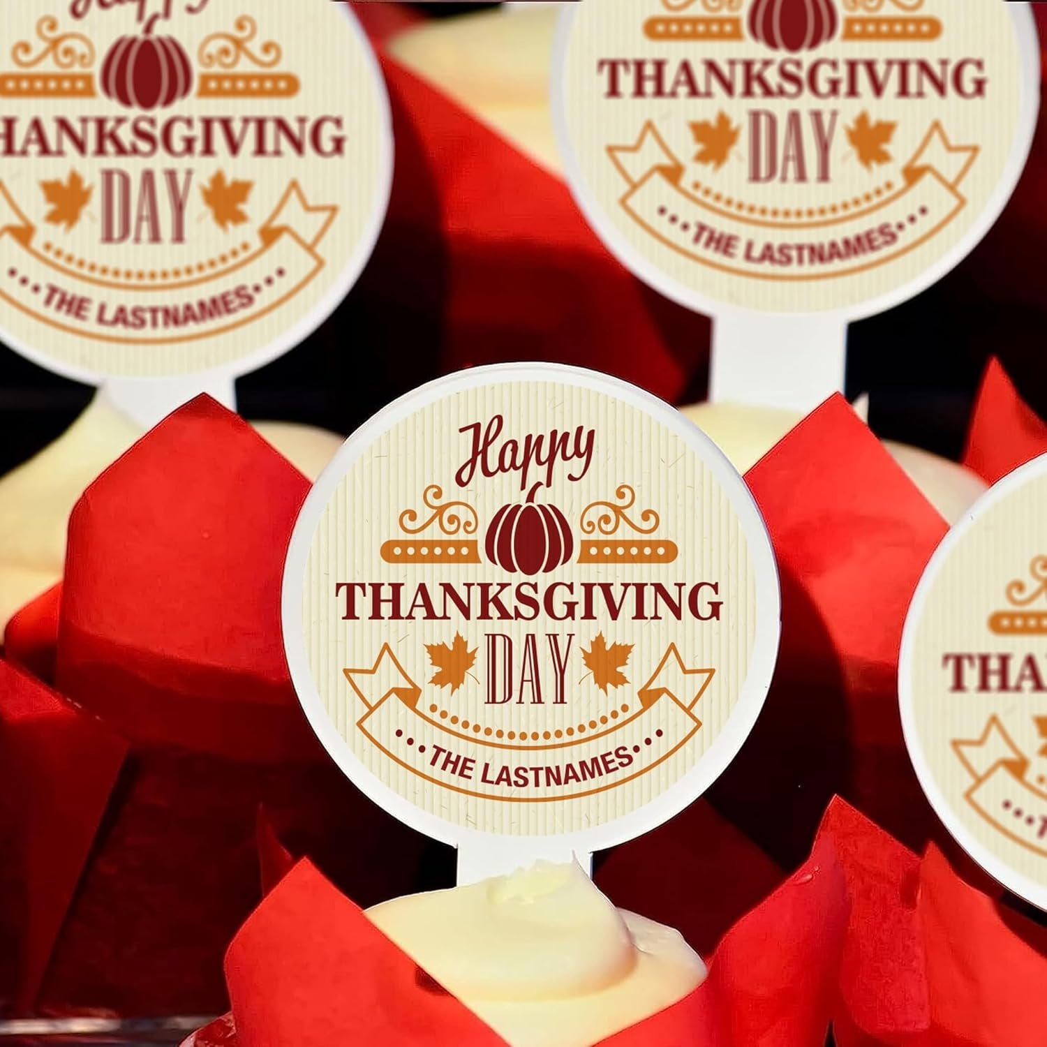 Custom Thanksgiving Cupcake Toppers