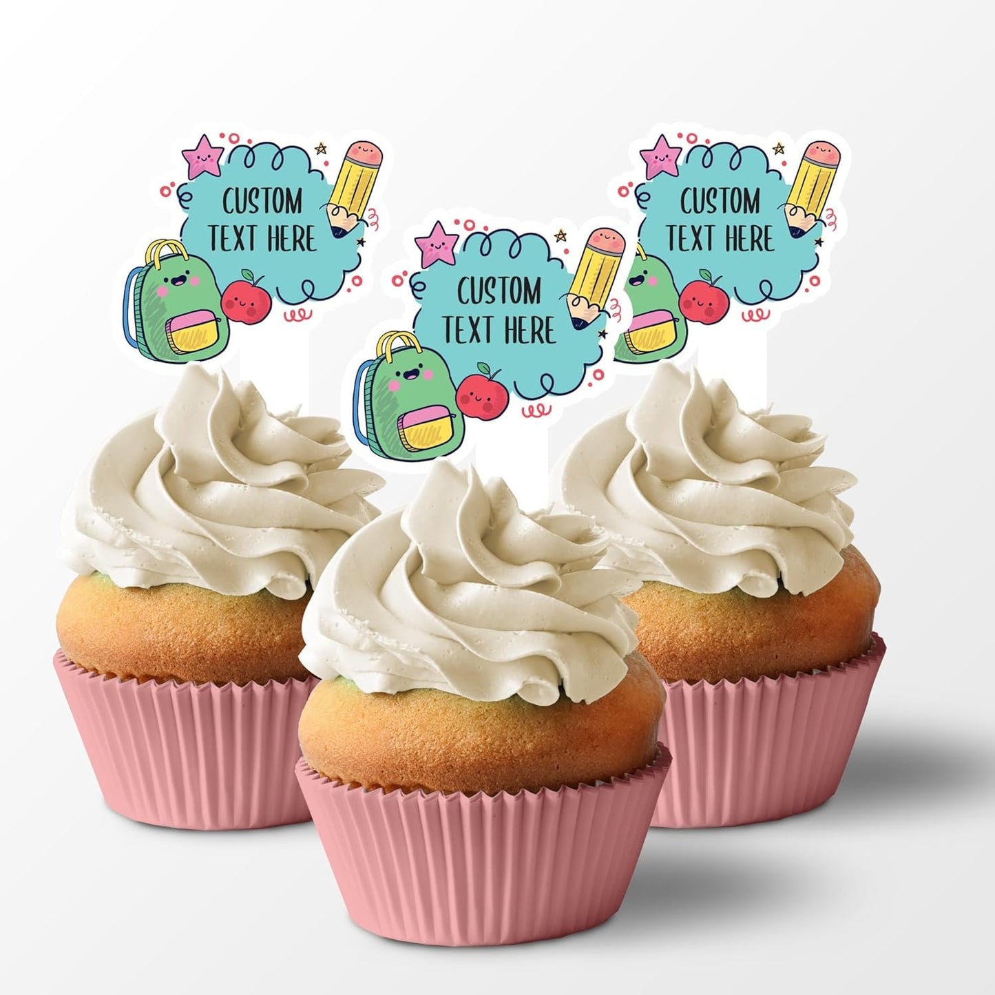 Custom Welcome Back to School Cupcake Toppers