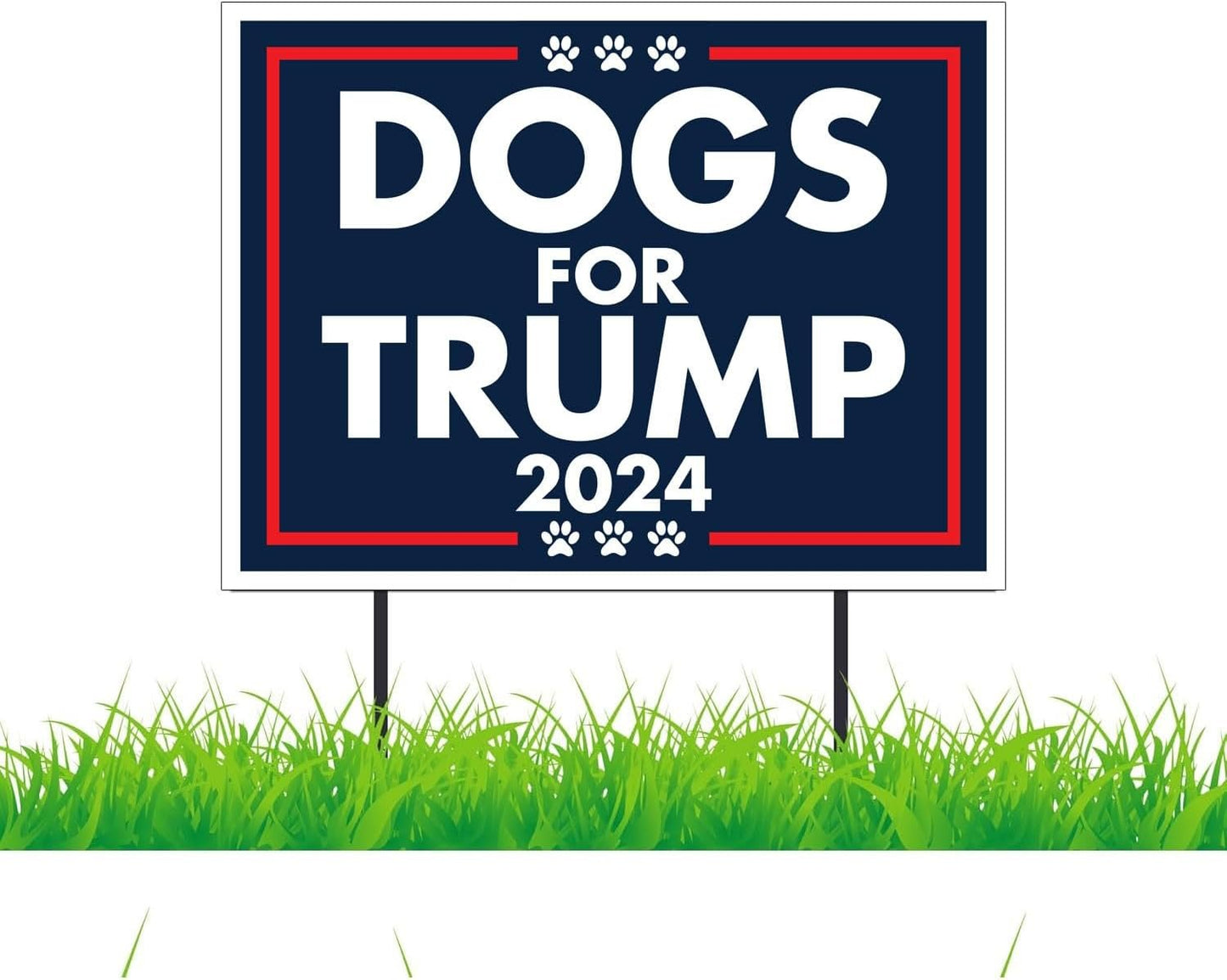 Dogs for Trump 2024 Yard Sign, 18x24 in, Double Sided - Includes 2 Stakes