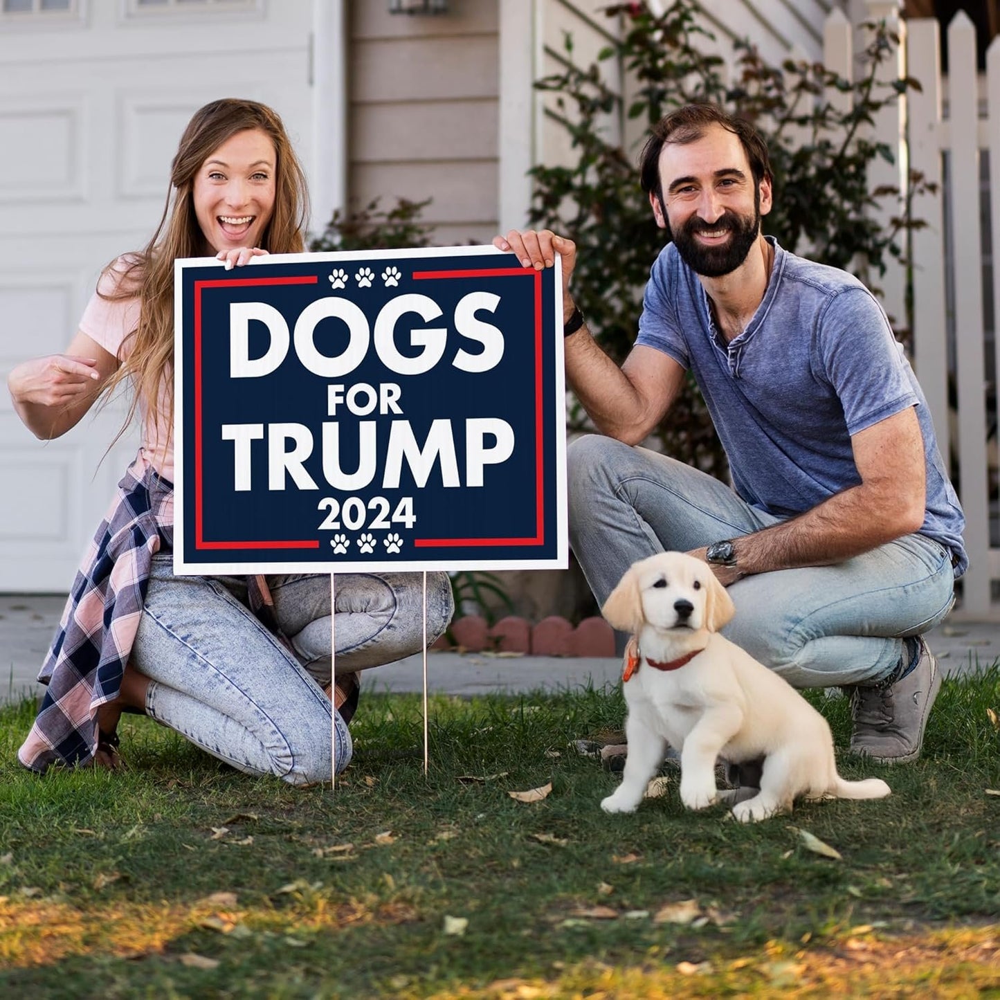 Dogs for Trump 2024 Yard Sign, 18x24 in, Double Sided - Includes 2 Stakes